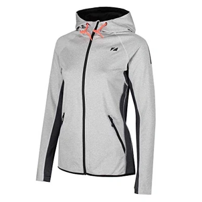Image of ZONE3 Women&#039;s Performance Culture Zipped Hoodie, Marl Grey/Charcoal/Electric Coral, L