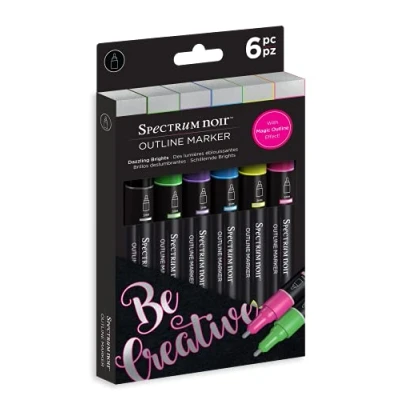 Image of Crafter&#039;s Companion Spectrum Noir Outline Marker Dazzling Brights (Pack of 6), One Size