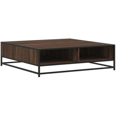 Image of vidaXL Coffee Table Brown Oak 100x100x30 cm Engineered Wood and Metal