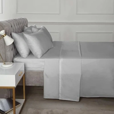 Image of Rapport Home 16&quot; Deep Flat Sheet 180TC Percale (Grey, Double)