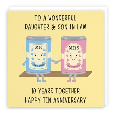 Image of Hunts England Daughter And Son In Law 10th Anniversary Card To A Wonderful &amp; 10 Years Together Happy Tin Iconic Collection
