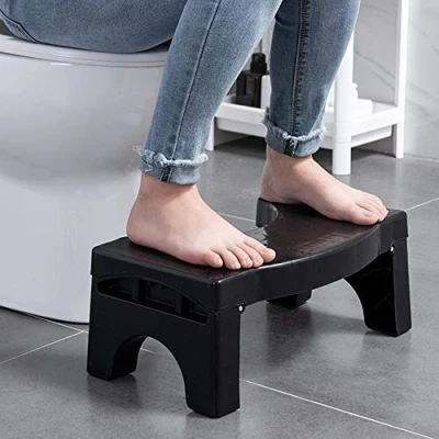 Image of DHYLRICHER Toilet Stool, Foldable Potty Step Stool for Adults and Kids, Splicable Poop (Black)