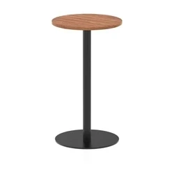 Image of Italia 600mm Poseur Round Table Walnut Top 1145mm High Black Leg