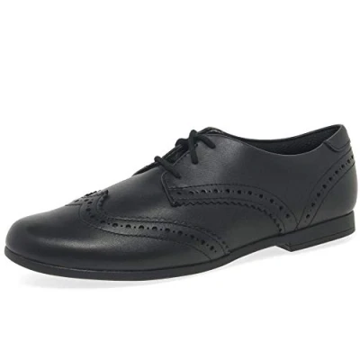 Image of Clarks Girl&#039;s Scala Lace Derbys, Black Leather Leather, 3 UK