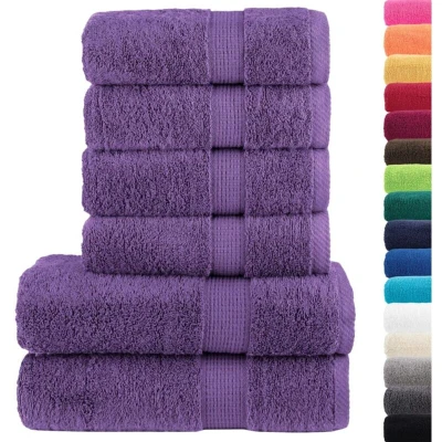 Image of vidaXL 6 Piece Premium Towel Set SOLUND Purple 600 gsm