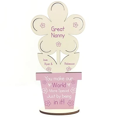 Image of RED OCEAN Personalised Gift For Great Nanny Birthday Mothers Day Flower Grandparent