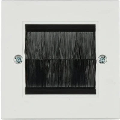 Image of fiXte Single Gang Brush Plate for Cable Entry Exit White Face with Black Brushes (2)