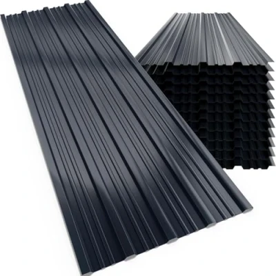 Image of GARDEBRUK® 12x Galvanised Metal Roofing Sheets Box Profile 129x46cm Coated 7m² Cladding Walling Sheeting Corrugated Roof Garage Shed Carport Greenhouse Panels Anthracite