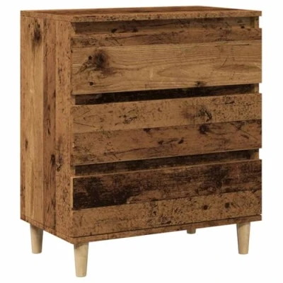 Image of vidaXL Sideboard Old Wood Engineered Storage Cabinet 60x35x70 cm Modern Brown Design With Ample Drawer Space for Living Rooms, Dining Kitchens, and Offices