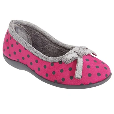 Image of Sleepers Womens/Ladies Louise Polka Dot Bow Slippers (5 UK) (Pink)