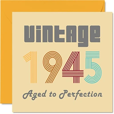 Image of 79th Birthday Cards for Men Women Vintage 1945 Aged To Perfection 79 Card Funny Her Him, 145mm x Best Friend Greeting Mum Dad Grandad Grandpa Grandma Nanny