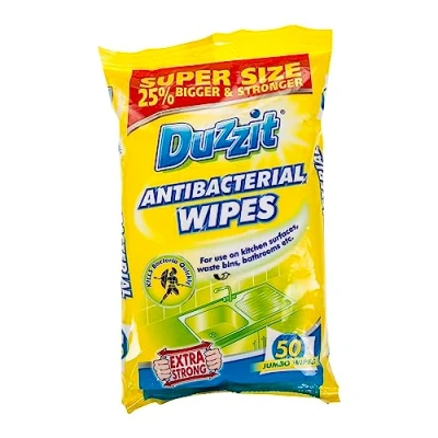 Image of Duzzit Antibacterial Wipes 50 Jumbo Extra Strong Pack of 3 (50 x 3, 150 Wipes)