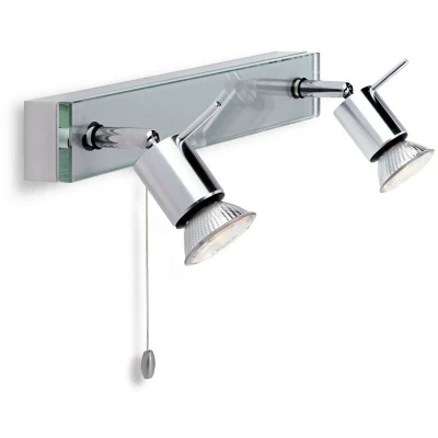 Image of Aqua 2 Light Switched Spotlights Bar Aluminium, Clear Glass, GU10