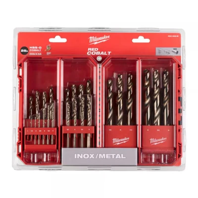 Image of Milwaukee HSS G Red Cobalt Metal Drill Bit Set, 1 13 mm, 25 Pieces 4932493868