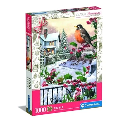 Image of Clementoni Jigsaw Puzzle Collection Robin And Holly Blushes 1000 Pieces For Adults 14 99 Years, Gift Men/Women, Made In Italy, 81501