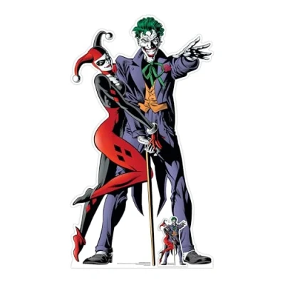 Image of Star Cutouts Ltd SC1370 Harley Quinn and The Joker Classic Couple Double Cardboard Cutout/Standee DC Comics 167cm Tall 94cm Wide, Multicolour