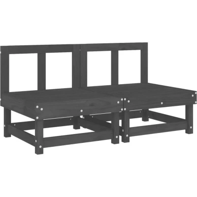 Image of vidaXL Garden Middle Sofas 2 pcs Grey Solid Wood Pine