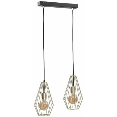 Image of Geo Bar Pendant Ceiling Light Gold, 50cm, 2x E27