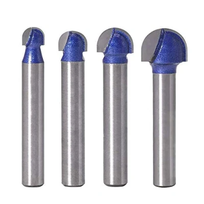 Image of Bestgle 4pcs 1/4&quot; Shank Industrial Grade Round Nose Core Box Router Bit Woodworking Milling Cutter Tool 5/16&quot; 3/8&quot; 1/2&quot;