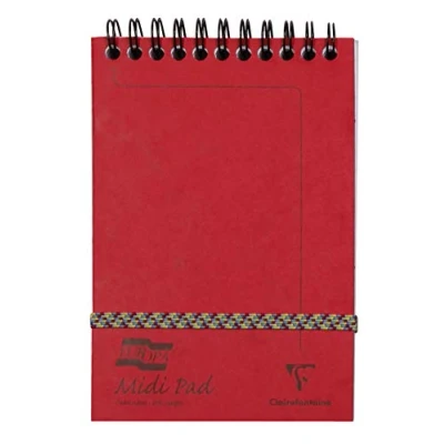 Image of Clairefontaine Ref 3106Z Europa Midi Wirebound Pad (200 Pages) 10.2 x 15.2cm in Size, 90gsm Brushed Vellum, Lined Rulings, Premium Pressboard Cover Red