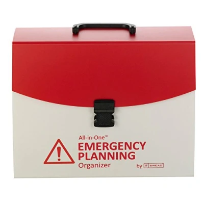 Image of Smead All in One Emergency Planning Organizer, 13 Pockets, Letter Size, Latch Closure, Poly White/Red (92011)