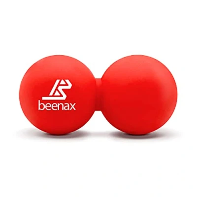 Image of Beenax Peanut Massage Ball Double Lacrosse Perfect for Trigger Point Therapy, Myofascial Release, Deep Tissue Massage, Yoga Designed to Relieve Stress and Relax Tight Muscles (Red)