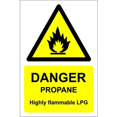 Image of Danger Propane. Highly Flammable Sign 1.2mm Rigid Plastic 300mm x 200mm