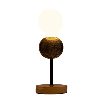 Image of Pauleen Marble Dream table lamp with a wooden base