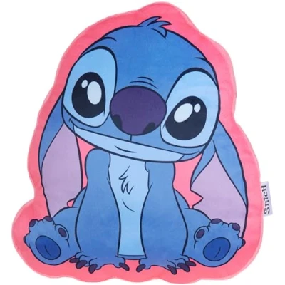 Image of Disney Stitch 3D Plush Pillow Cushions for Bed, Kids Bedroom Accessories 35 x 33cm Gifts Girls (Blue/Pink)
