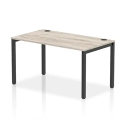 Image of Impulse Bench Single Row 1400 Black Frame Office Desk Grey Oak