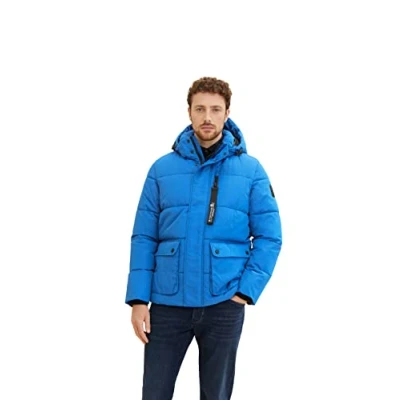 Image of TOM TAILOR Men&#039;s Puffer Jacket with Hood 1032491, 19168 Hockey Blue, L