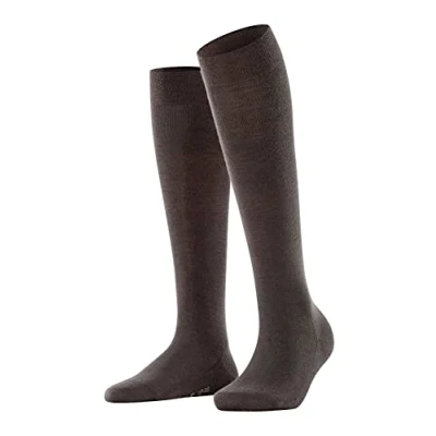 Image of 1 Pair Dark Brown Soft Merino Wool Knee High Socks Ladies 4 5 Falke