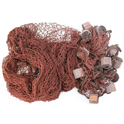 Image of Decorative Fishing Net Mesh approx. 250 x CM Brown Cotton 2 M swimmers