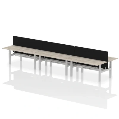 Image of Air B2B 1800x800 Adjustable 6P Bench Desk CP Grey Oak/Silver + Screen