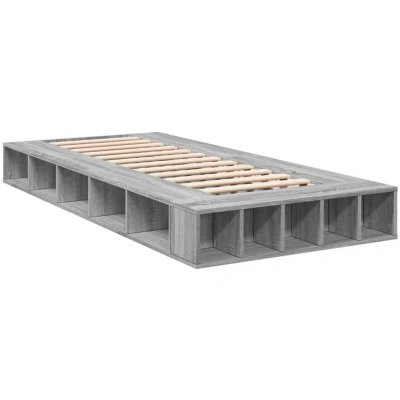 Image of vidaXL Bed Frame without Mattress Grey Sonoma 75x190 cm Small Single