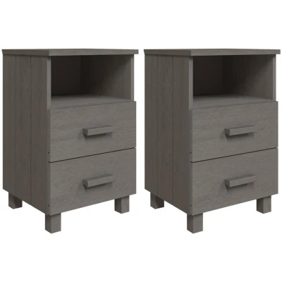 Image of vidaXL Bedside Cabinets HAMAR 2 pcs Light Grey 40x35x62 cm Solid Wood