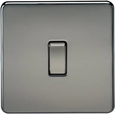 Image of KnightsBridge 10A 1G 230V Screwless Black Nickel Intermediate Switch Wall Plate