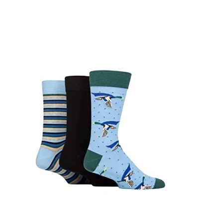 Image of Mens 3 Pair Wildfeet Novelty Patterned Cotton Socks Mallards in Capes UK 7 11