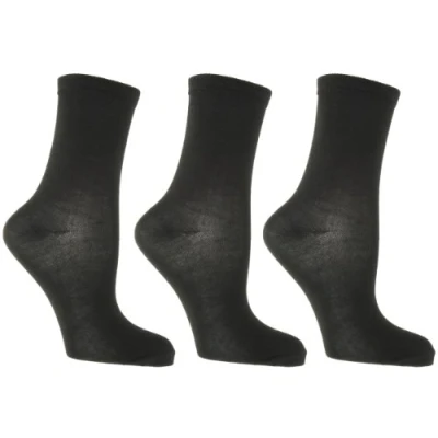 Image of RJM Ladies Plain Ankle Socks Size 4 7 Black