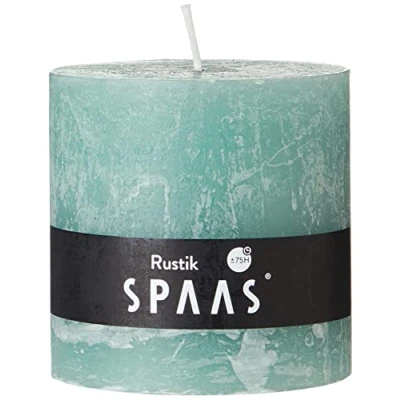 Image of Spaas Rustic Unscented Pillar Candle 100/100 mm, ± 75 Hours, Emerald Green