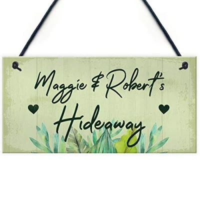 Image of RED OCEAN PERSONALISED Hideaway Sign Garden Summer House Plaque Shed Couple Gift
