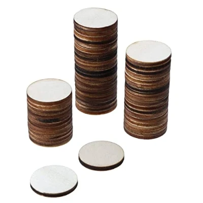 Image of Evliery 200 Pieces Unfinished Wood Slices Round Disc Circle Wooden Cutouts Ornaments Chip for Craft (1.5 Inch)