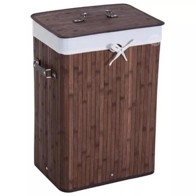 Image of Bamboo Laundry basket 72L Collapsible with 1 Compartment Hamper Removable Lining Large Bins Lid Storage (BROWN)