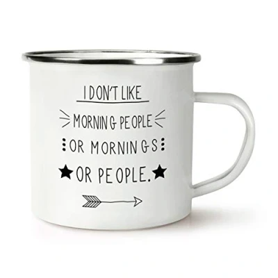 Image of I Don&#039;t Like Morning People Retro Enamel Mug Cup