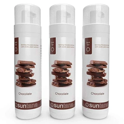 Image of Suntana Spray Tan Chocolate Fragranced &#039;Dark&#039; Self Tanning Mousse 3pk