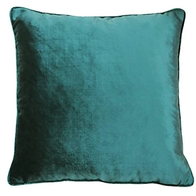 Image of Riva Paoletti Luxe Velvet Cushion Cover Jadite Green Soft Feel Fabric Reversible Hidden Zip Closure Machine Washable 100% Polyester 55 x 55cm (22&quot; 22&quot; inches)