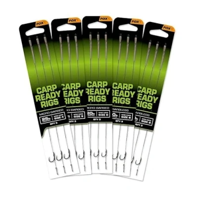 Image of Fox Carp Ready Rigs Wide Gape 6 20cm (20lb) (3 pieces) rig
