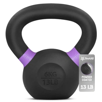 Image of Yes4All EVZU Powder Coated Kettlebell Weight, 6 kg, Violet