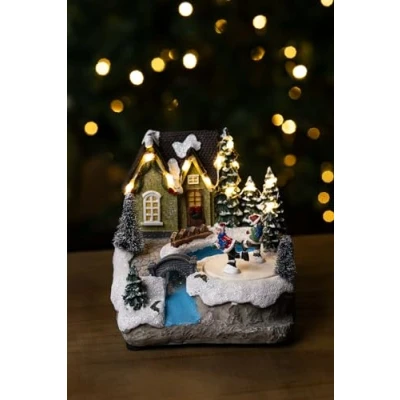 Image of Marco Paul Christmas Village Scene Light ice Skating Decorations Sets Table Decoration Window Ornaments Room