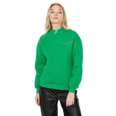 Image of Trendyol Women Regular fit Basic Crew neck Knit Sweatshirt Green